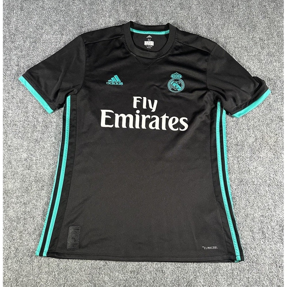 Adidas Real Madrid 2017/18 Away Jersey Mens M Black Teal Fly Emirates Climacool